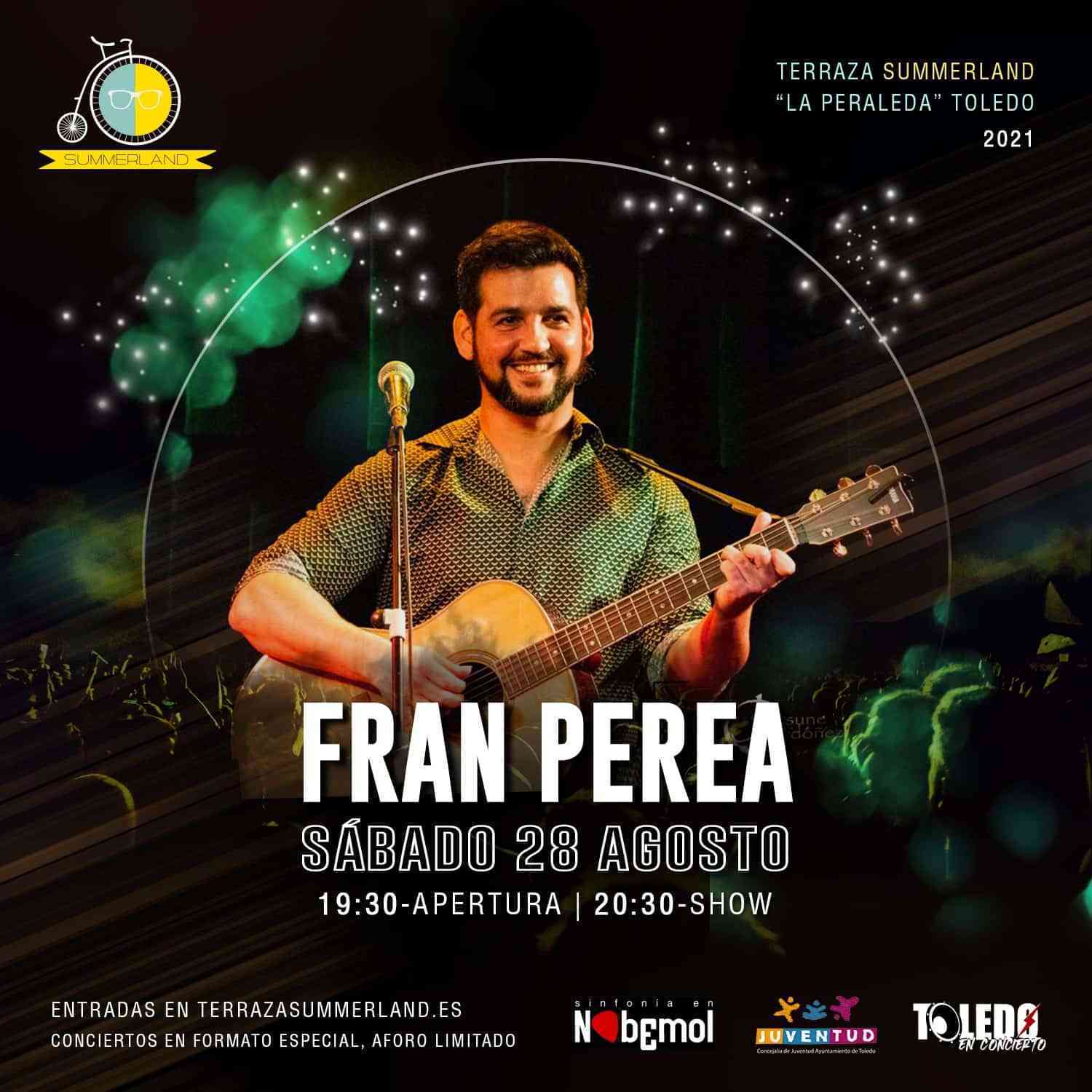 Fran Perea presentaen Toledo‘Canciones para salvarme’ el sábado 28 de agosto