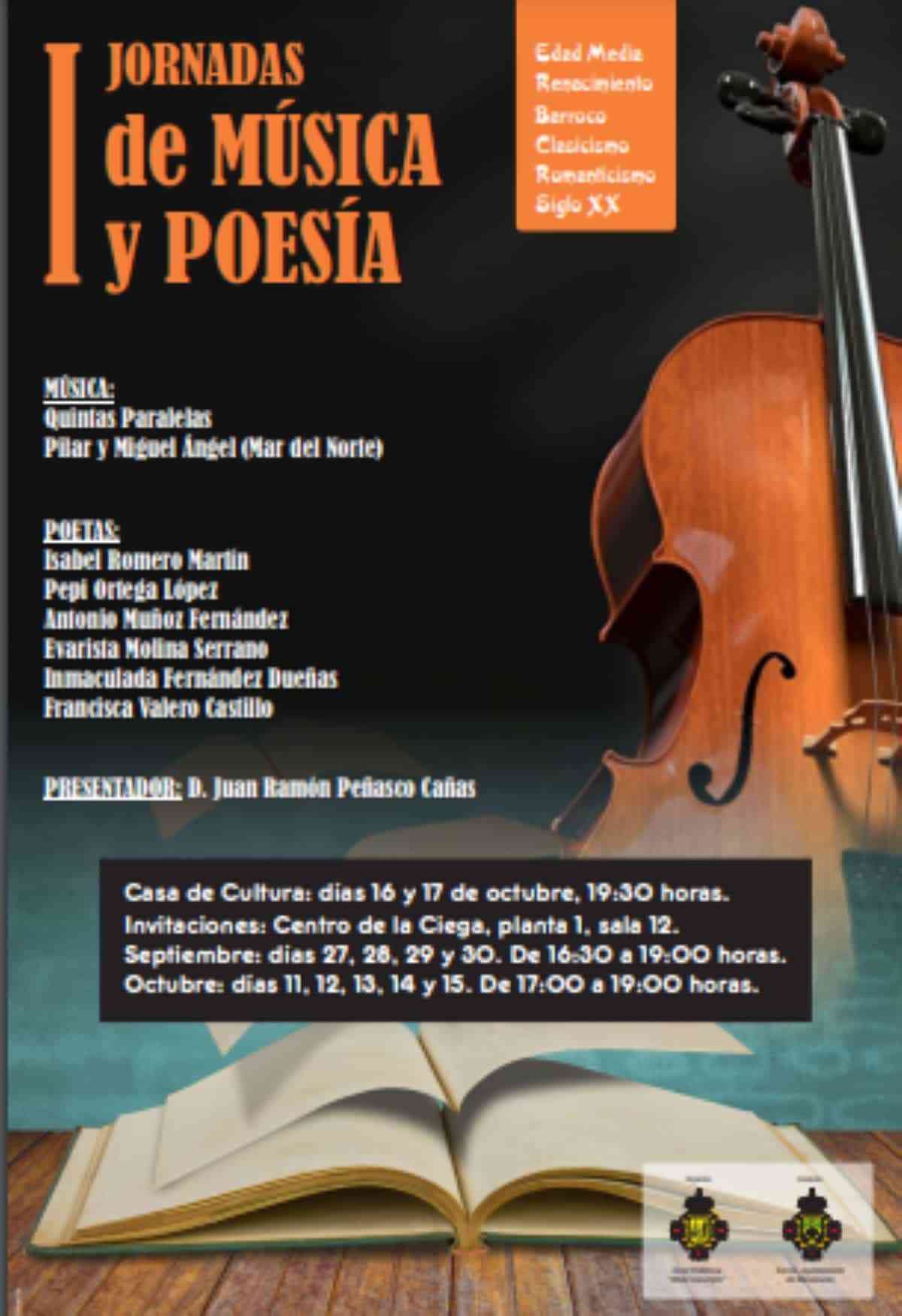 I jornadas de música y poesía en Manzanares el 16 y 17 de octubre a las 19:30 horas