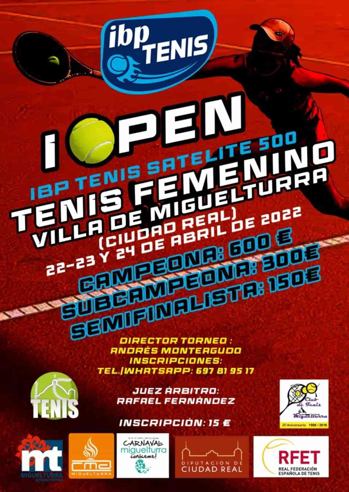 El Primer Open de Tenis Femenino `Villa de Miguelturra´ se celebrará del 22 al 24 de abril
