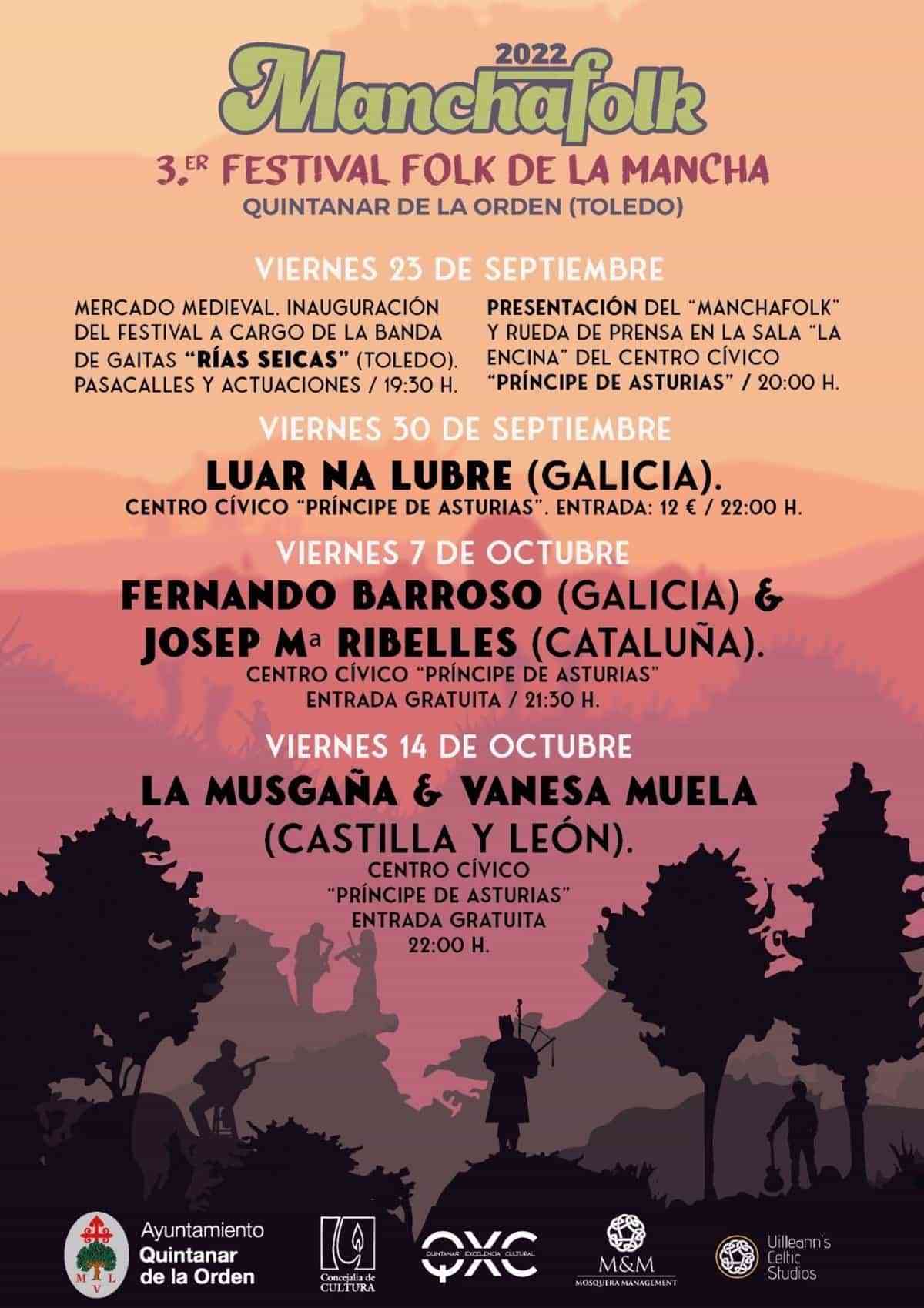 Luar na Lubre encabeza el cartel del Manchafolk de Quintanar de la Orden, junto a La Musgaña y Vanesa Muela
