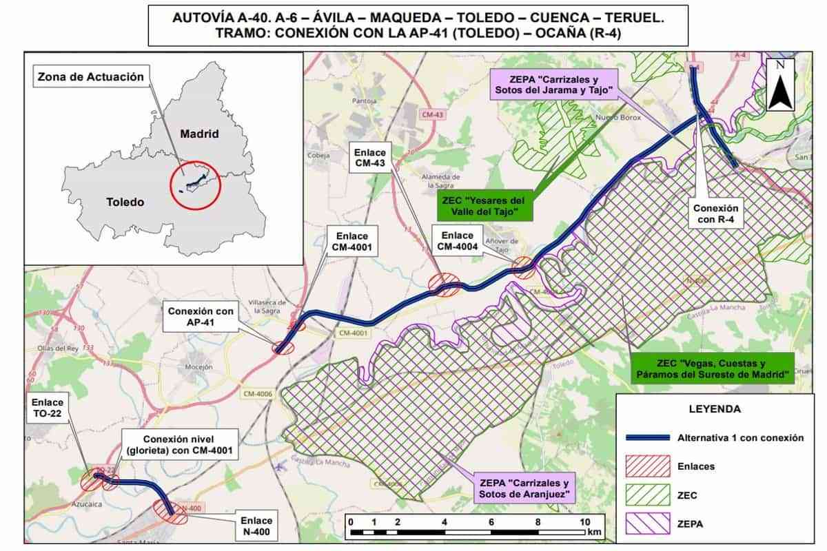 Transición Ecológica autoriza el estudio informativo de la A-40 entre Toledo y Ocaña presentado por el Mitma
