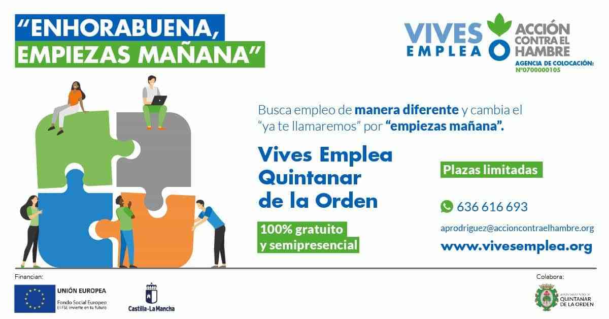 Nueva edición programa de apoyo al empleo- Vives Emplea  en Quintanar de la Orden