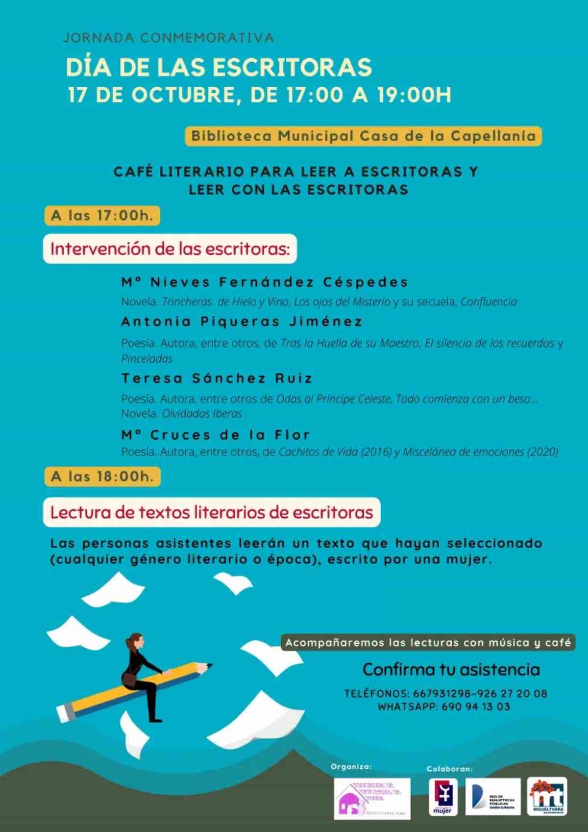 Jornada conmemorativa «Día de las escritoras» en la Biblioteca Municipal «Casa de la Capellanía» de Miguelturra el 17 de octubre