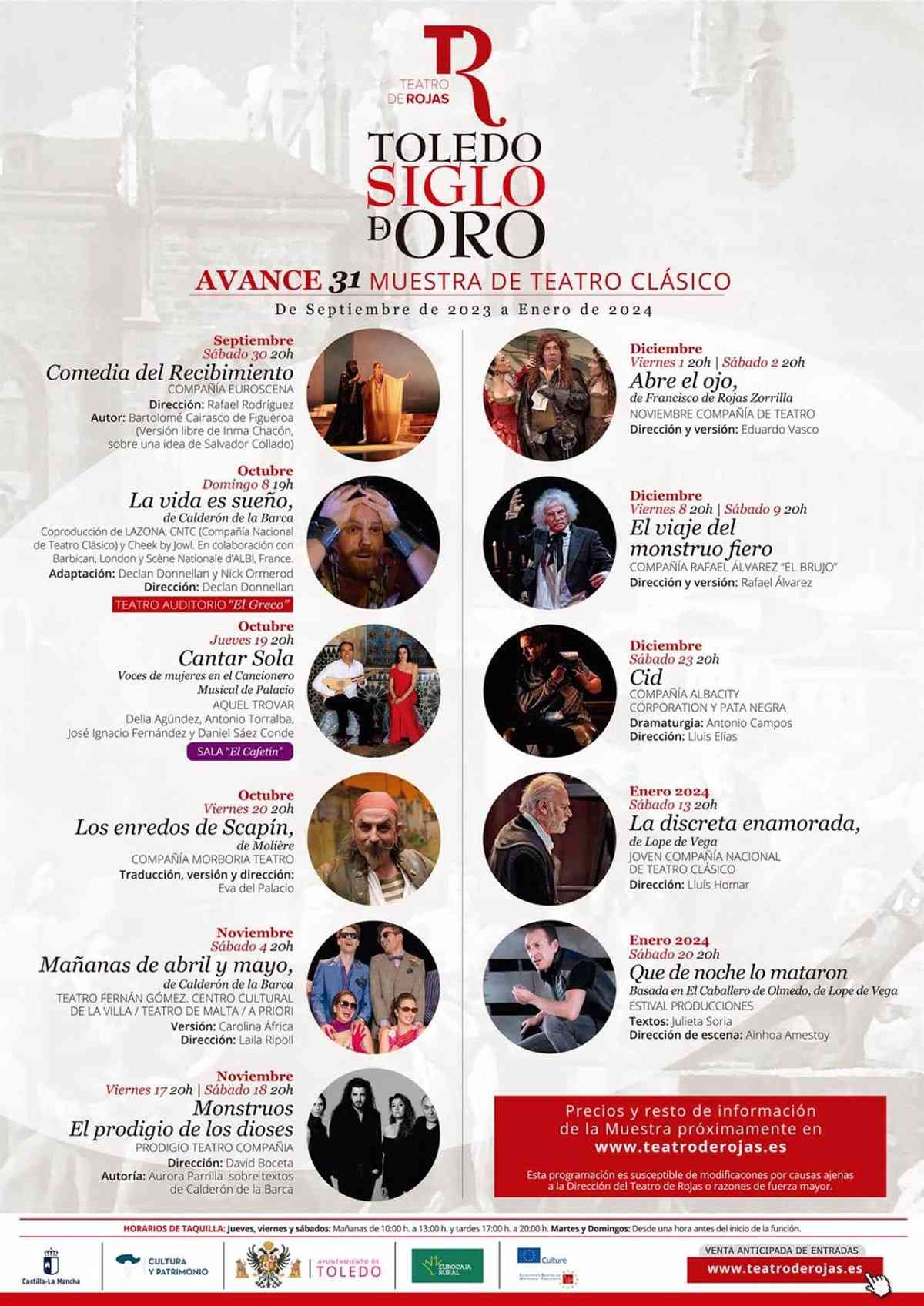 Obras teatrales clásicas como El Brujo, La vida es sueño y Cid serán presentadas por El Rojas de Toledo desde septiembre hasta enero.