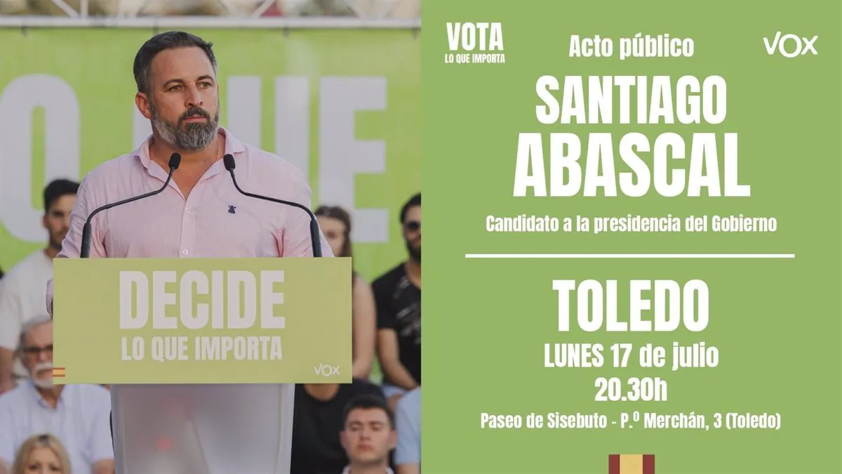 Próximo lunes: Abascal encabezará un evento público en Toledo