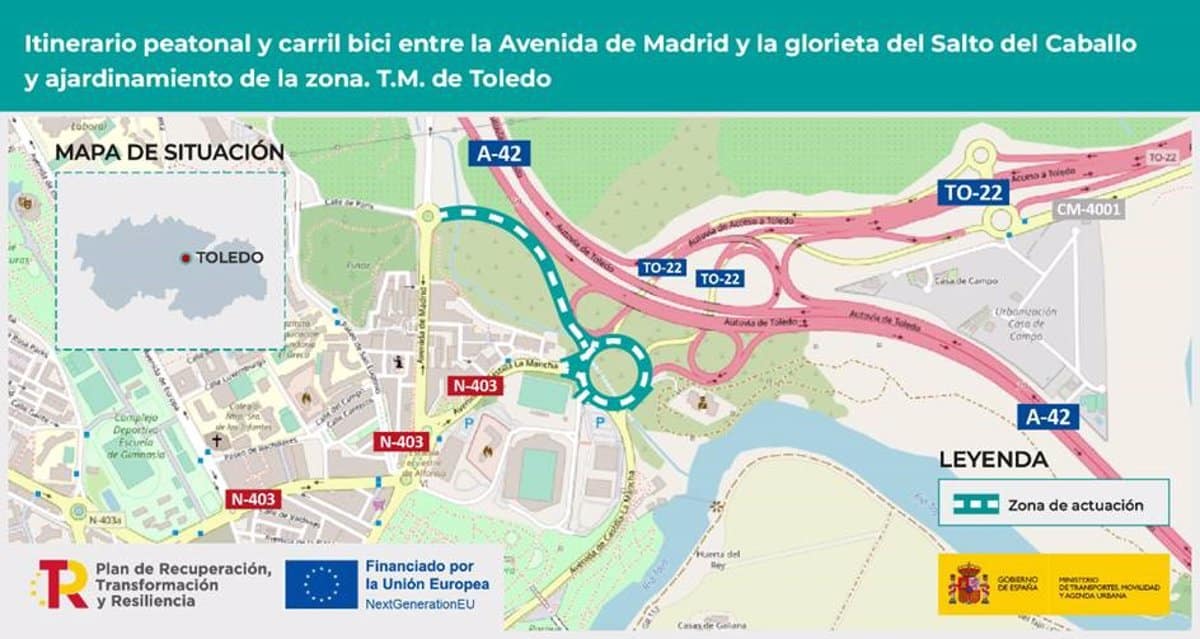 Obtienen contrato de obras por valor de 1,3 millones de euros para mejorar tramo de la carretera TO-22 en Toledo y hacerla más acogedora para los peatones.