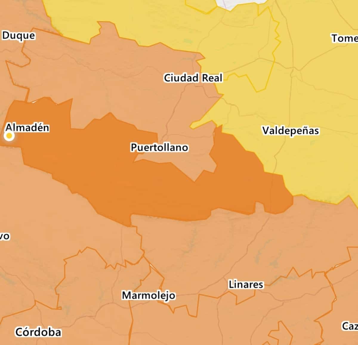 Alerta naranja por altas temperaturas de hasta 40 ºC en la comarca de Puertollano los días 7, 8 y 9 de agosto
