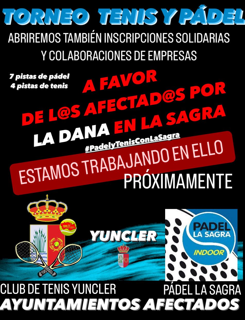 Torneo de Tenis y Pádel benéfico en favor de los afectados por la DANA en la zona de la Sagra