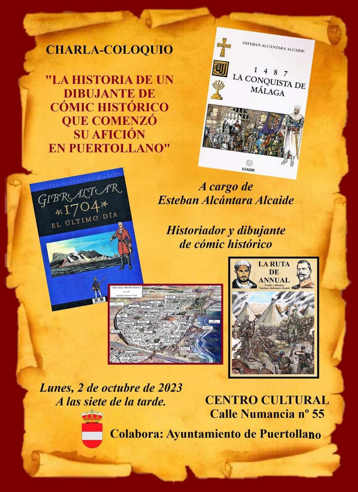 Charla-coloquio “La historia de un dibujante de cómic histórico que comenzó su afición en Puertollano” el 2 de octubre en Puertollano