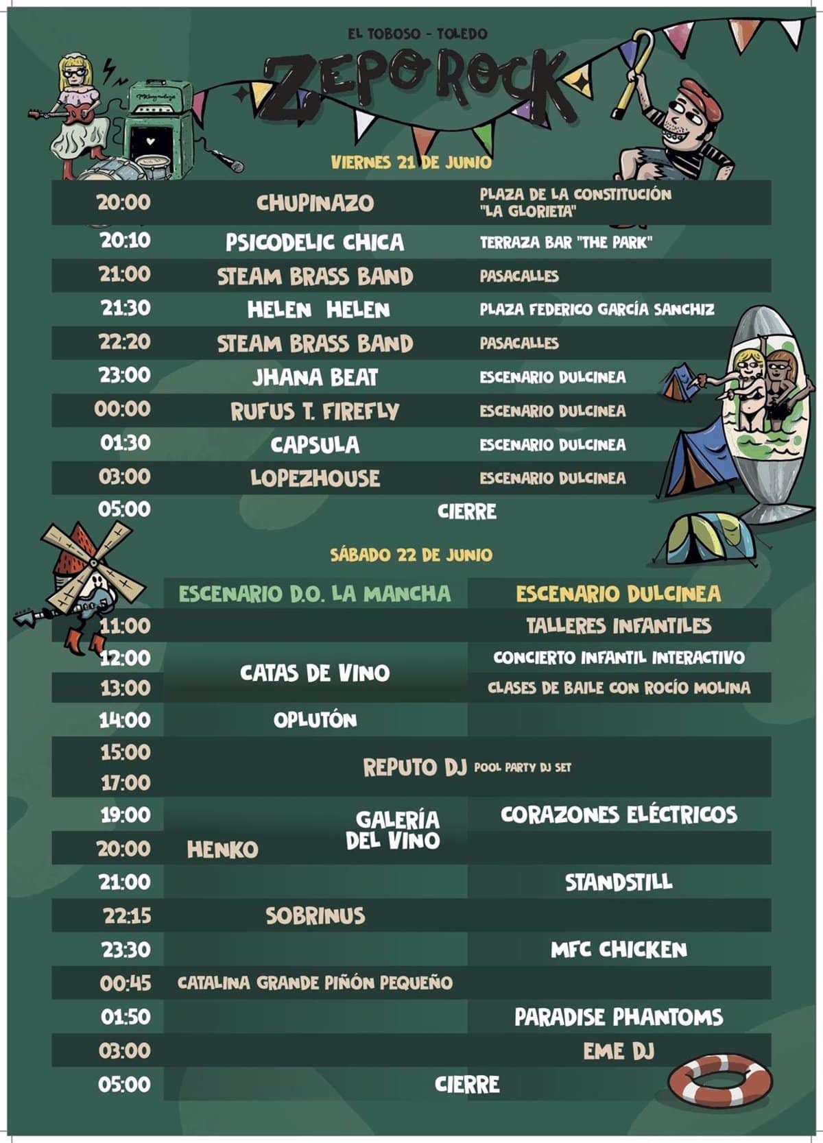 El Festival ZepoRock celebra su novena edición en El Toboso (Toledo) este viernes.