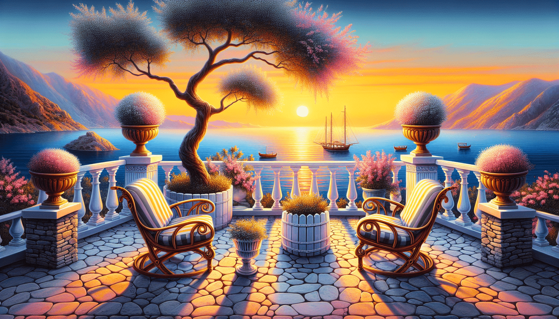 Silla de Jardín con Esencia de Tranquilidad del Mar Griego