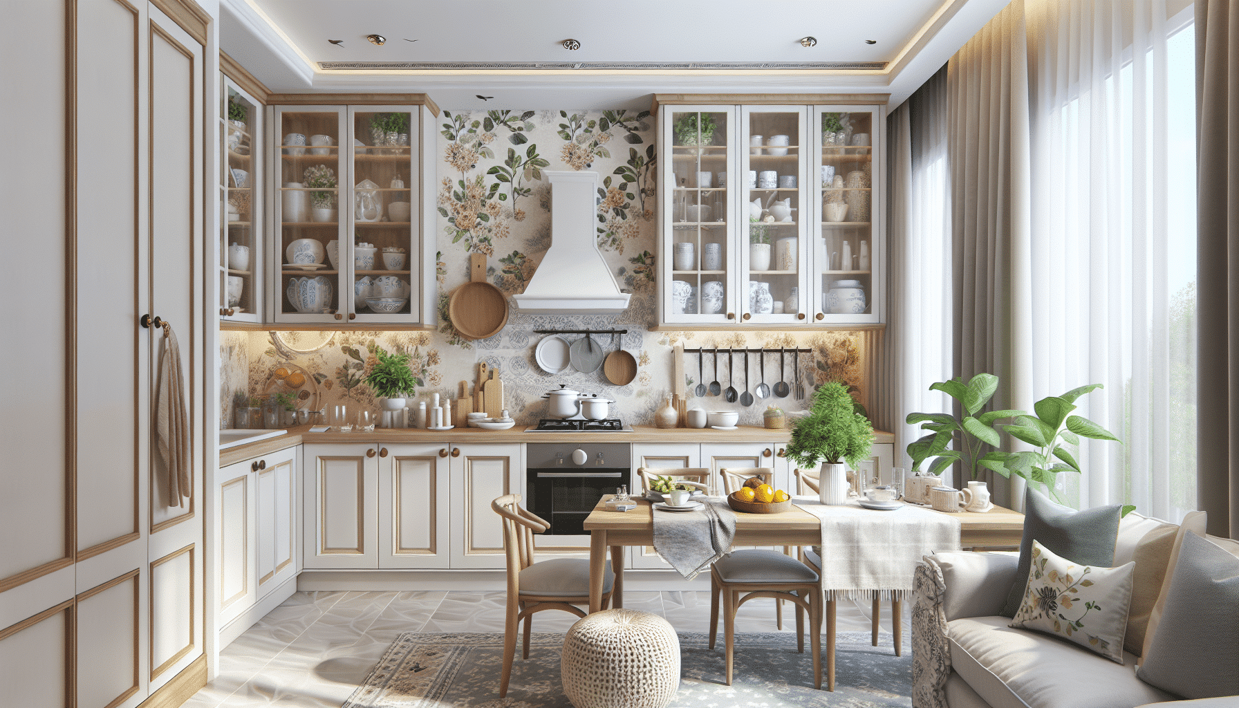 Encanto Pastel: Decoración de Cocina con Papel de Pared Floral en Tu Apartamento