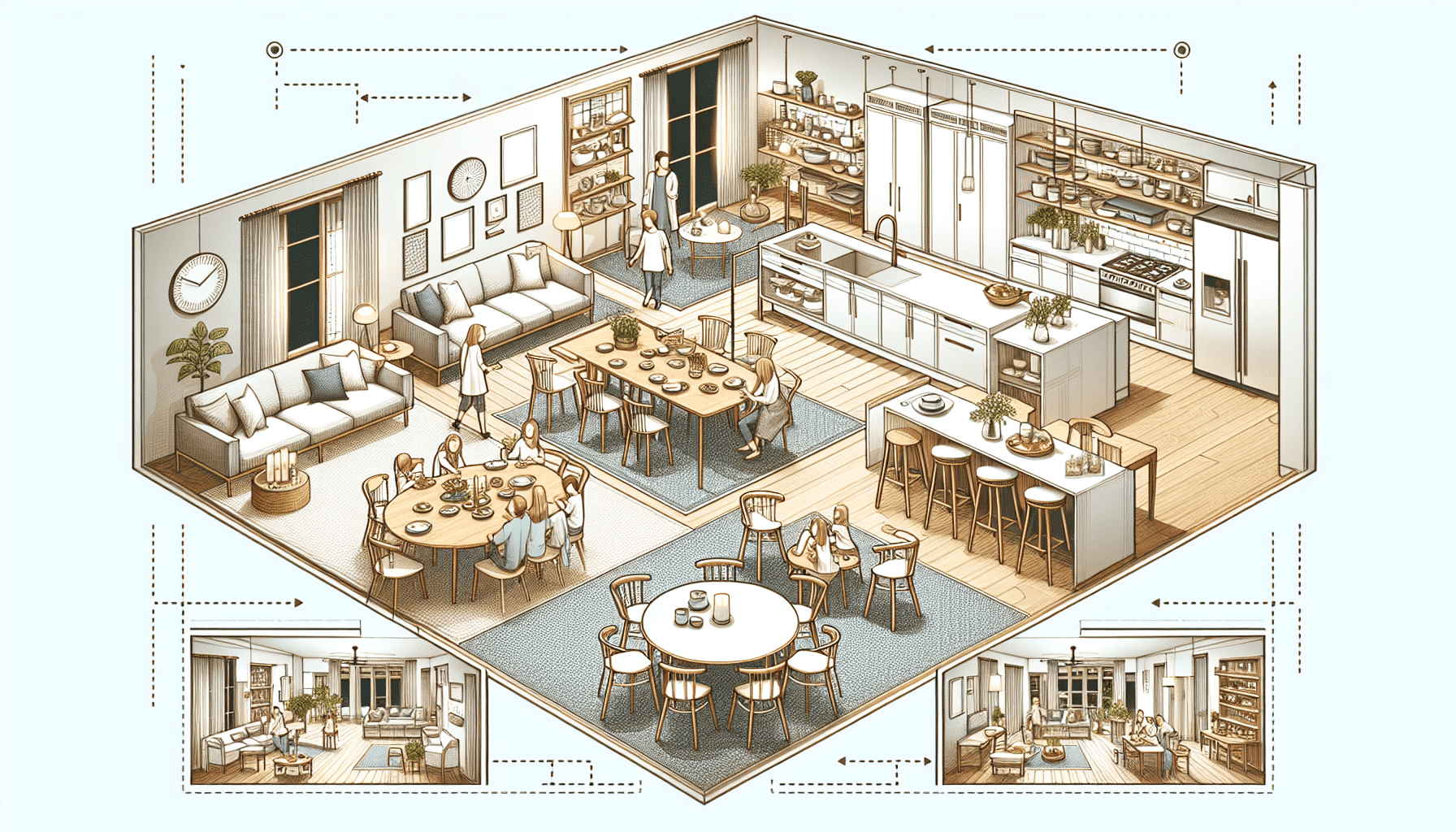 Unión Familiar en Espacios Abiertos: Transformando la Cocina y el Comedor en el Corazón del Hogar