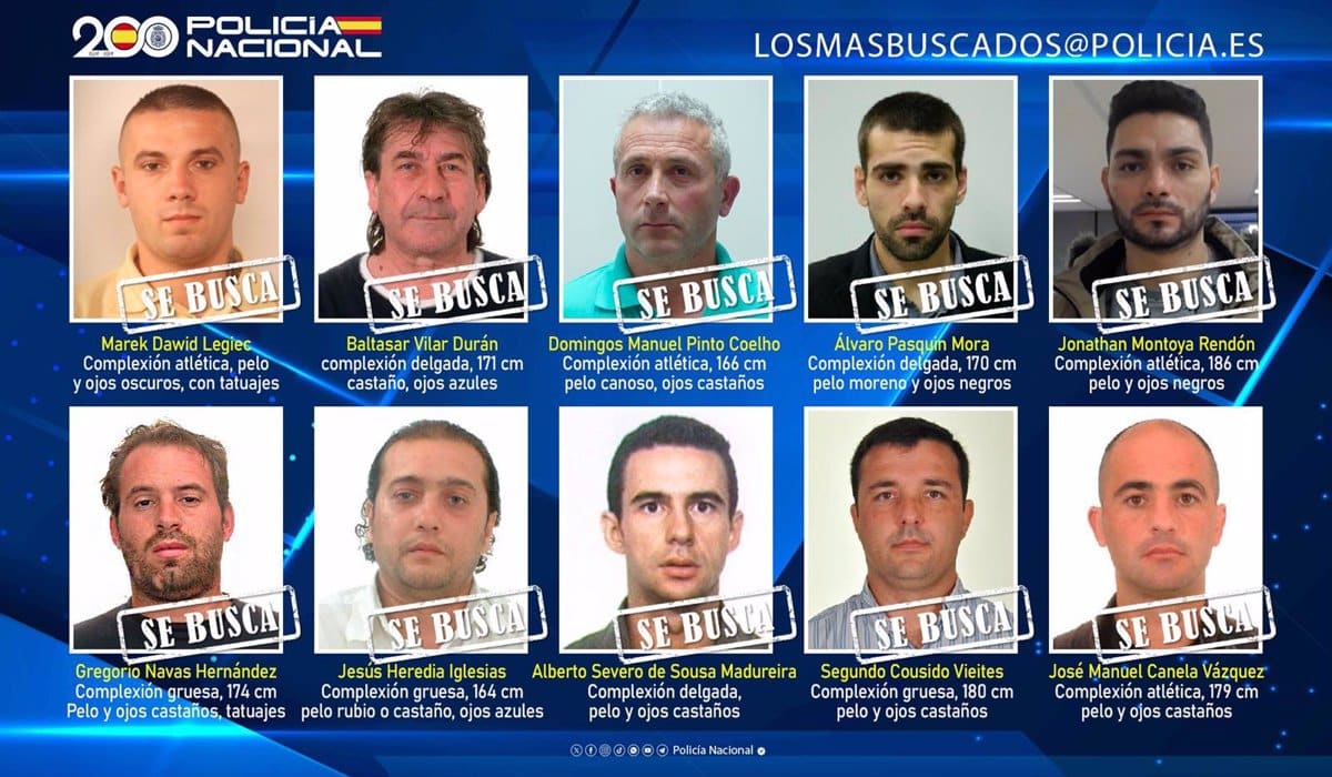Se busca colaboración ciudadana para localizar a diez fugitivos en España, según la Policía Nacional.