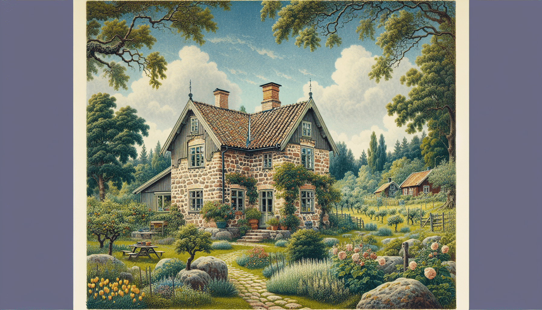 Refugio Auténtico en Suecia: Casa de Campo de Piedra con Encantador Huerto y Jardín