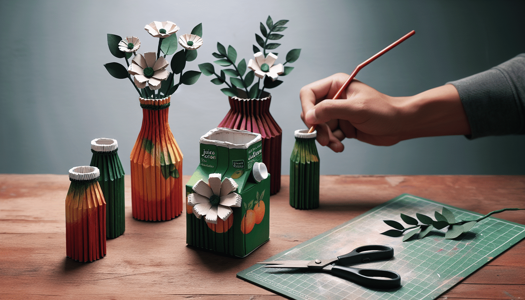 Creativos Floreros Caseros Elaborados con Cartones de Jugo