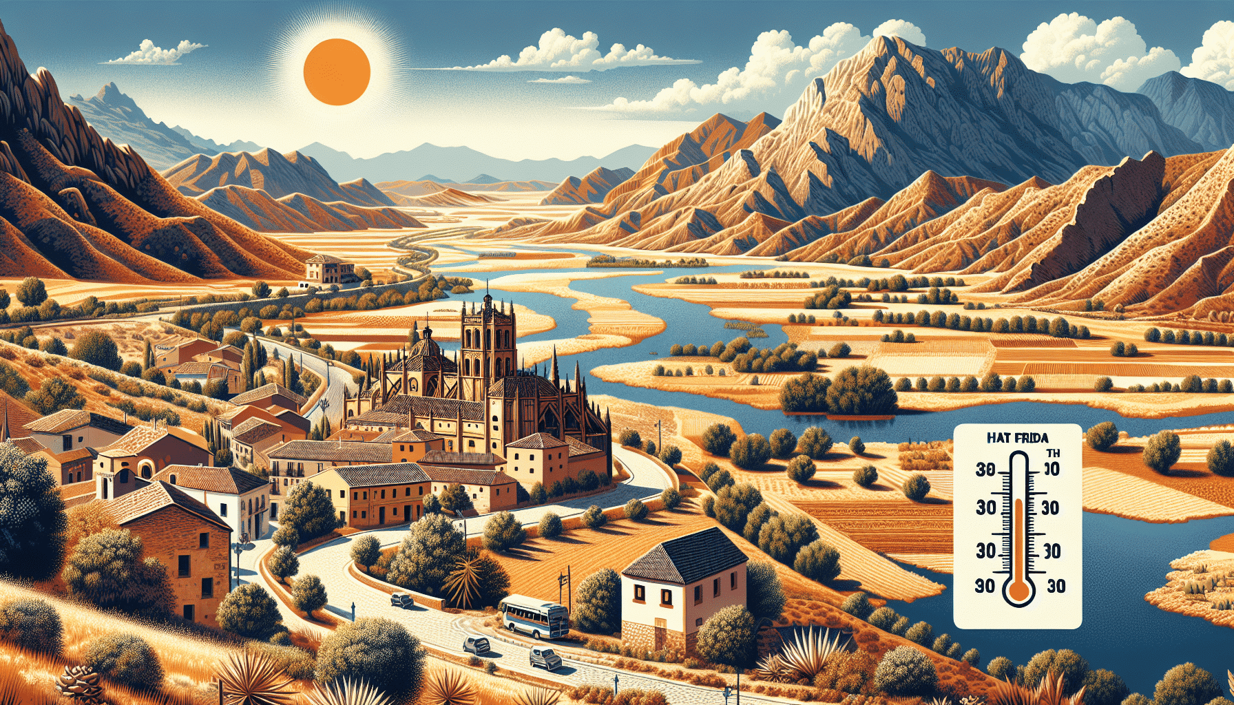 Pronóstico del tiempo en Castilla-La Mancha: viernes cálido con temperaturas que alcanzarán los 38 grados en el valle del Tajo occidental.