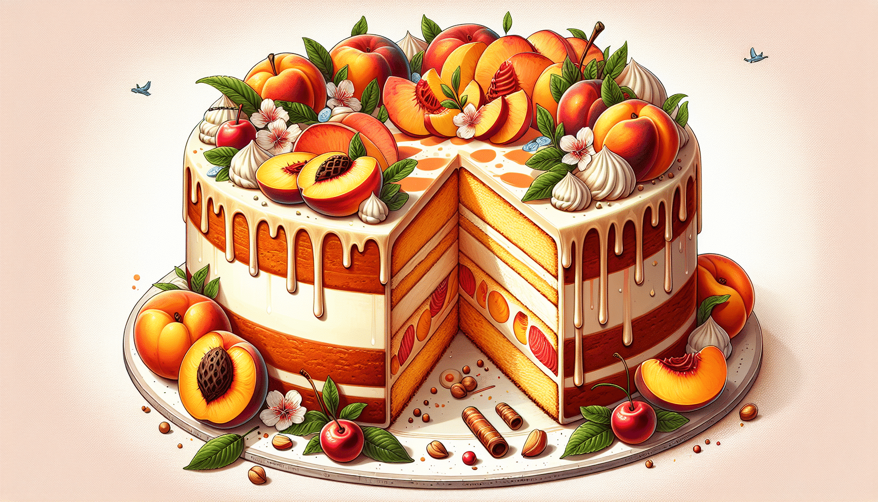 Exquisito Bizcocho con Melocotones Frescos de Temporada