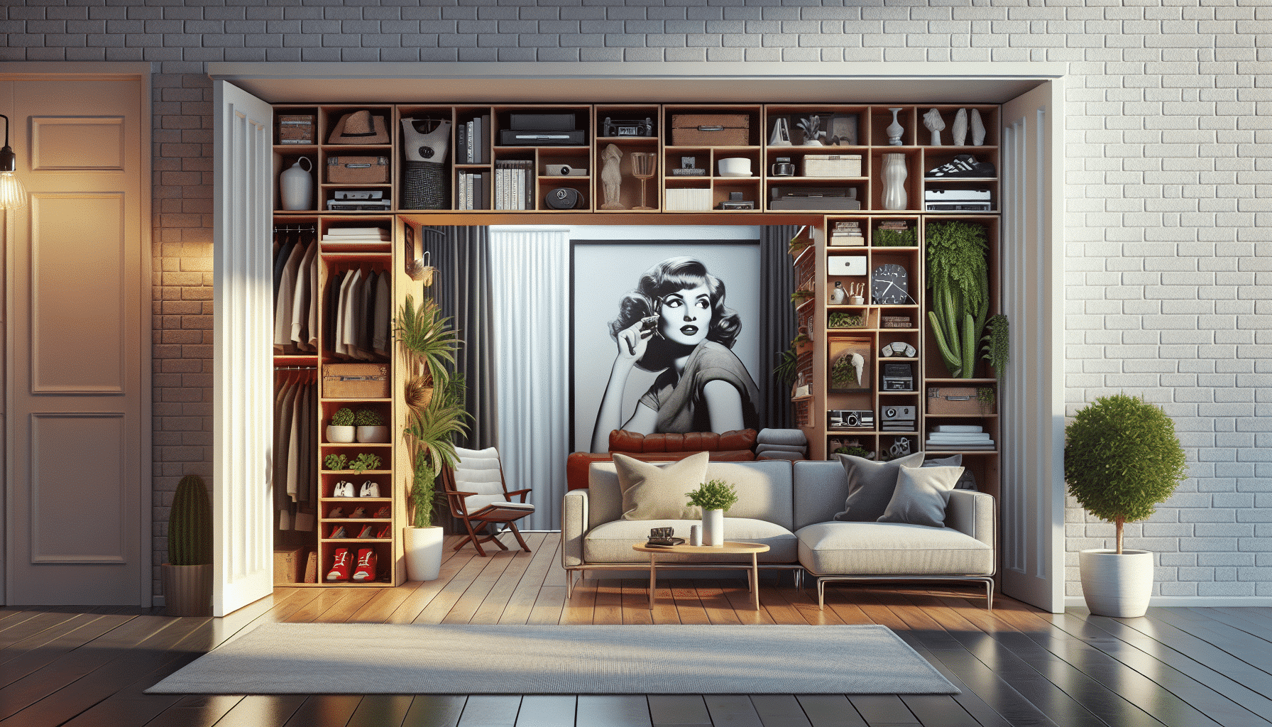 El ingenioso truco de Anne Hathaway para maximizar el almacenamiento en su elegante salón de Los Ángeles