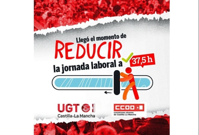 UGT Castilla-La Mancha se mobiliza para exigir la reducción de la jornada laboral.