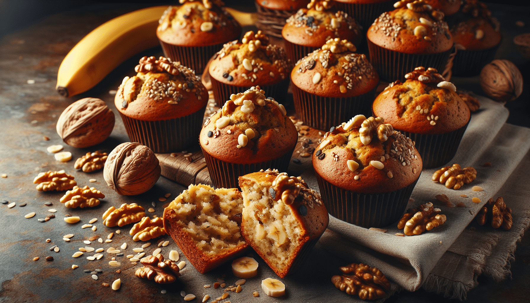 Delicia Nutritiva: Muffins de Plátano con Semillas y Nueces de Delikatissen