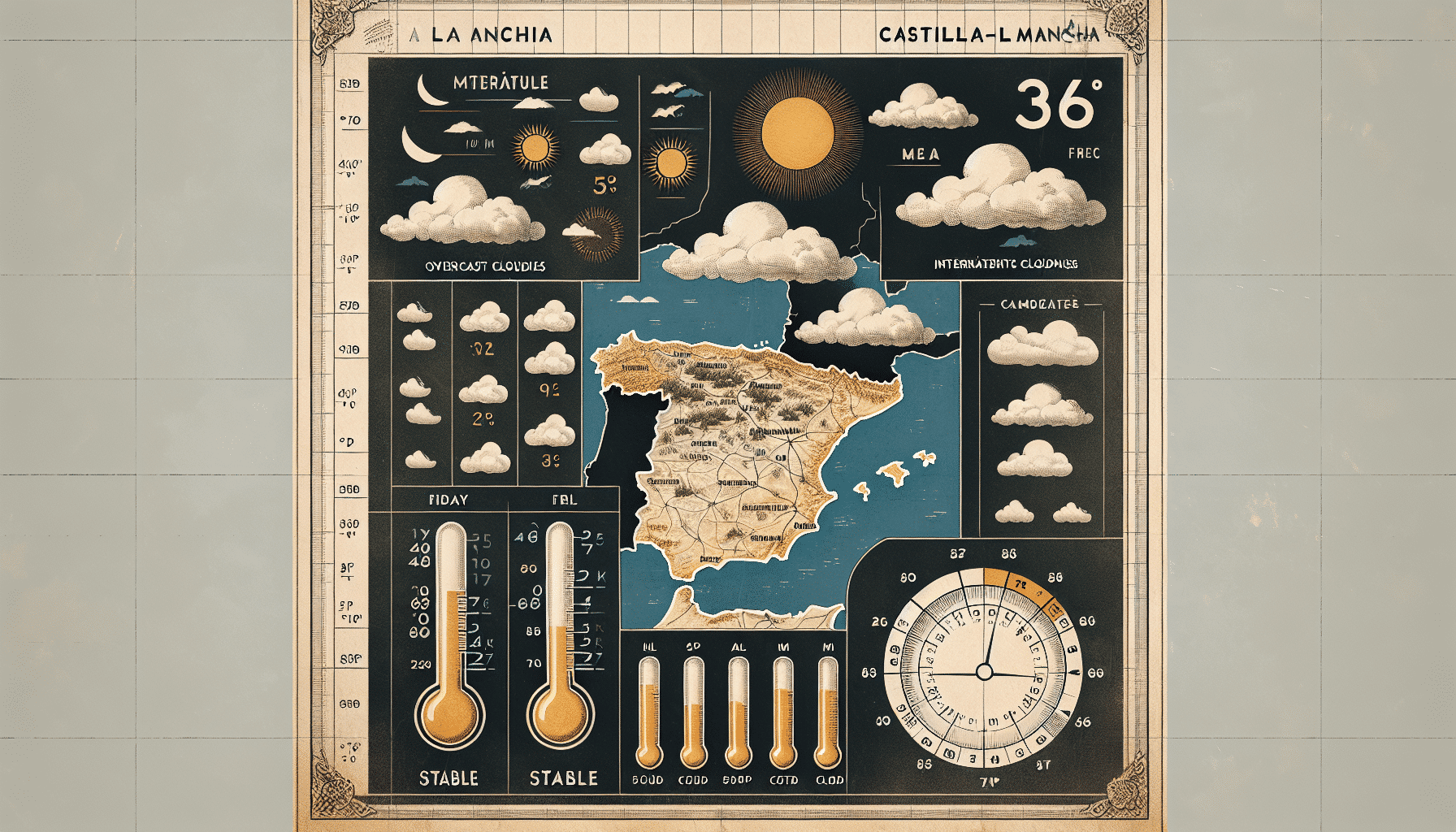 Pronóstico del Tiempo para Este Viernes en Castilla-La Mancha: Nubes Dispersas y Temperaturas Constantes