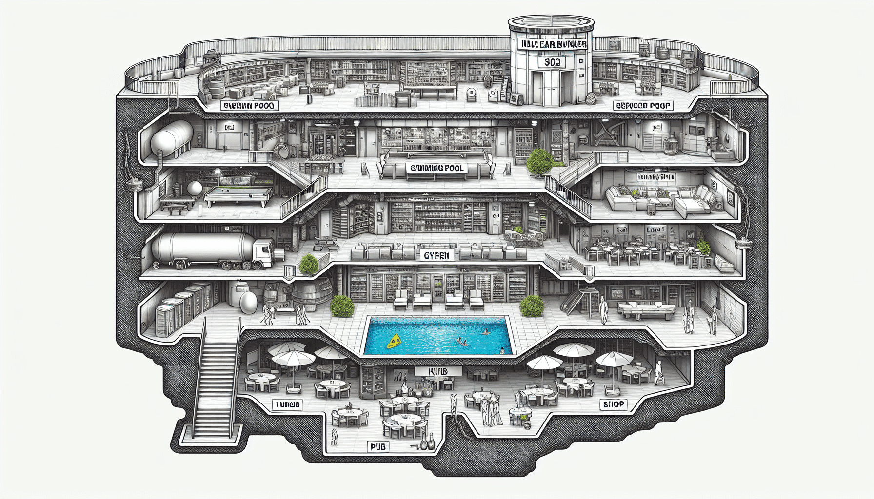 Lujo Subterráneo: Refugio Nuclear de $30 Millones con Piscina, Gimnasio, Pub y Tienda