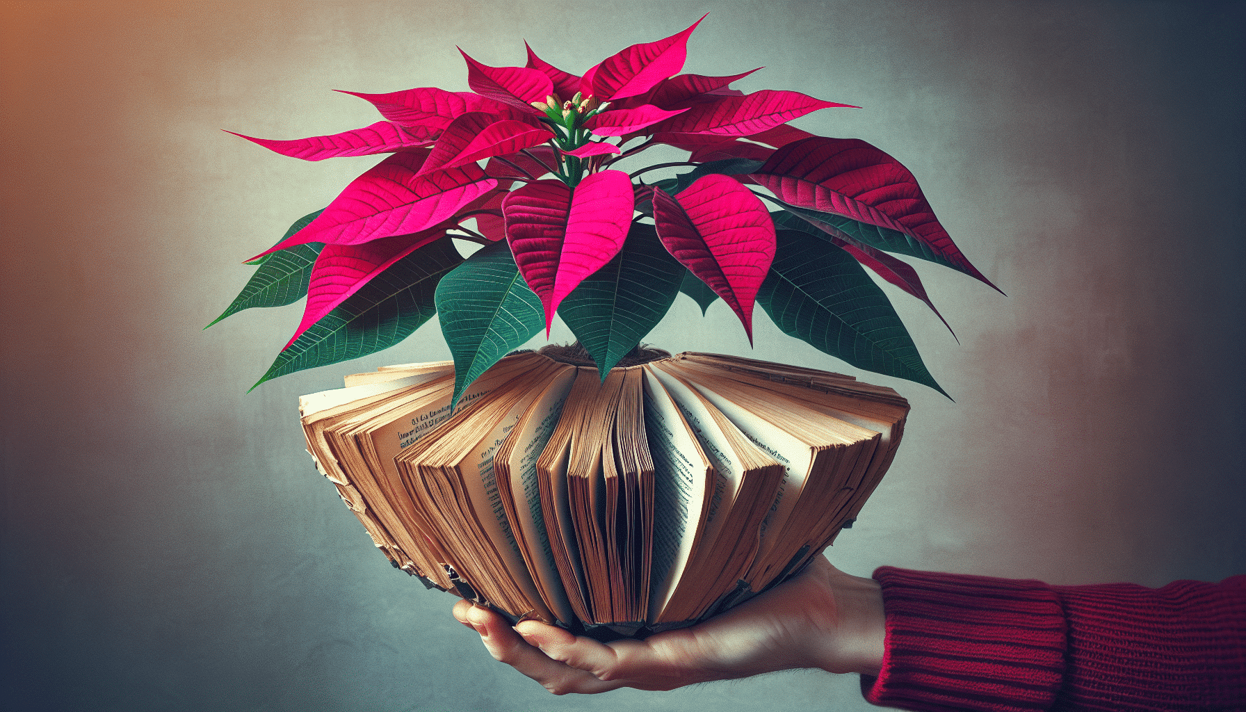 De Páginas a Poinsettia: Innovadora Maceta con un Libro Reciclado