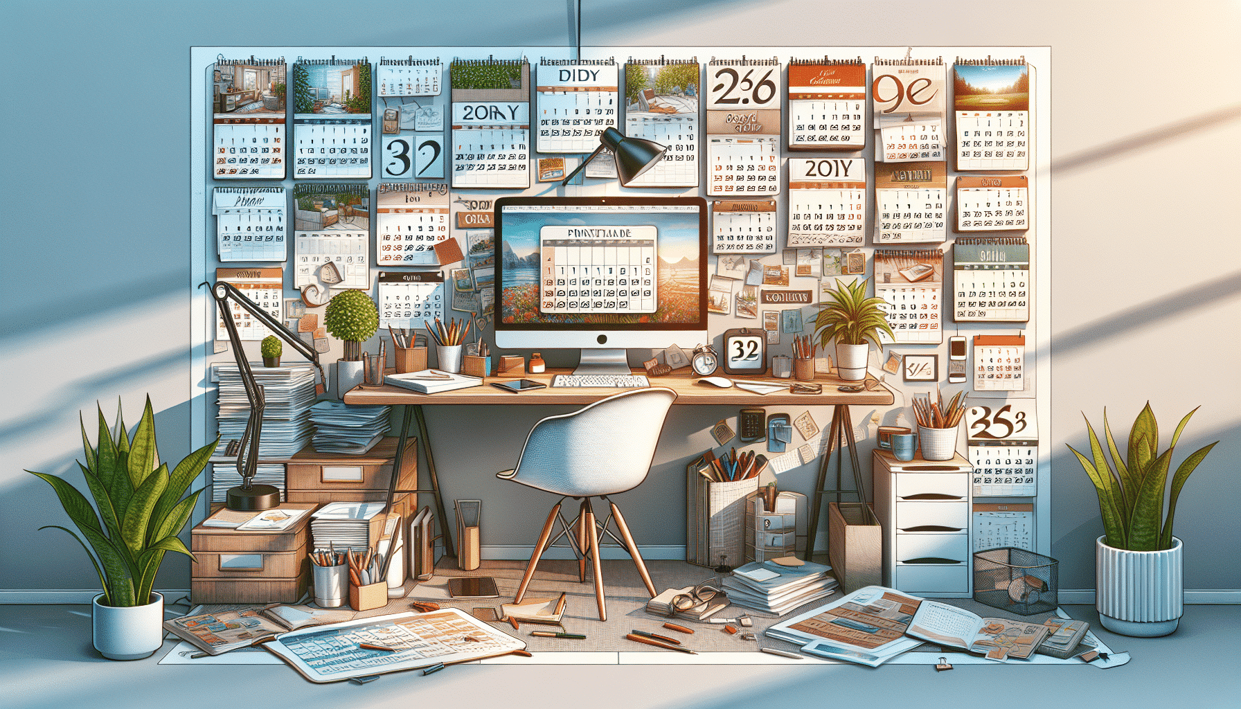 Optimiza tu Espacio de Trabajo con Calendarios Imprimibles: Organización y Estilo en Uno