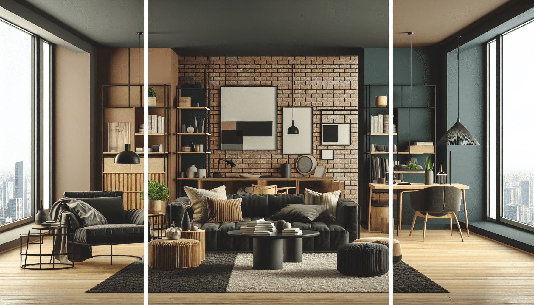 Transformación Cromática: Del Negro al Ladrillo en un Apartamento Inspirador