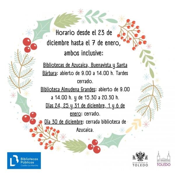 Horarios Especiales de las Bibliotecas Municipales de Toledo para la Navidad