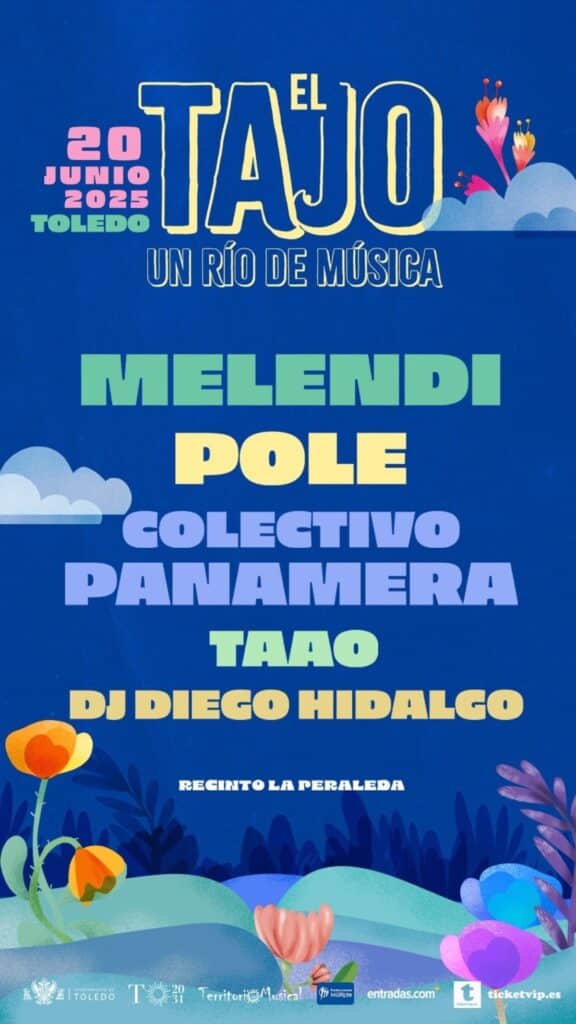 Melendi y Pole encabezan el festival ‘El Tajo: Un río de música’ el 20 de junio en Toledo, un evento imperdible.