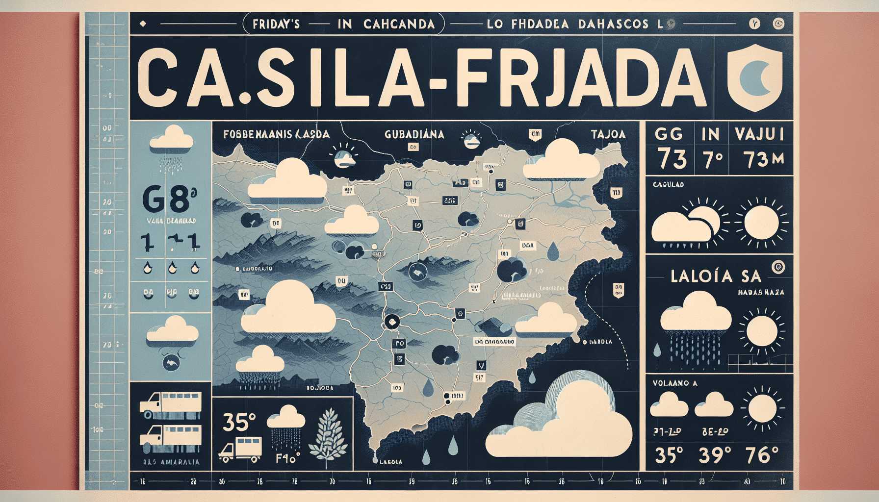 Pronóstico del tiempo para el viernes en Castilla-La Mancha: niebla en los valles del Guadiana y del Tajo.