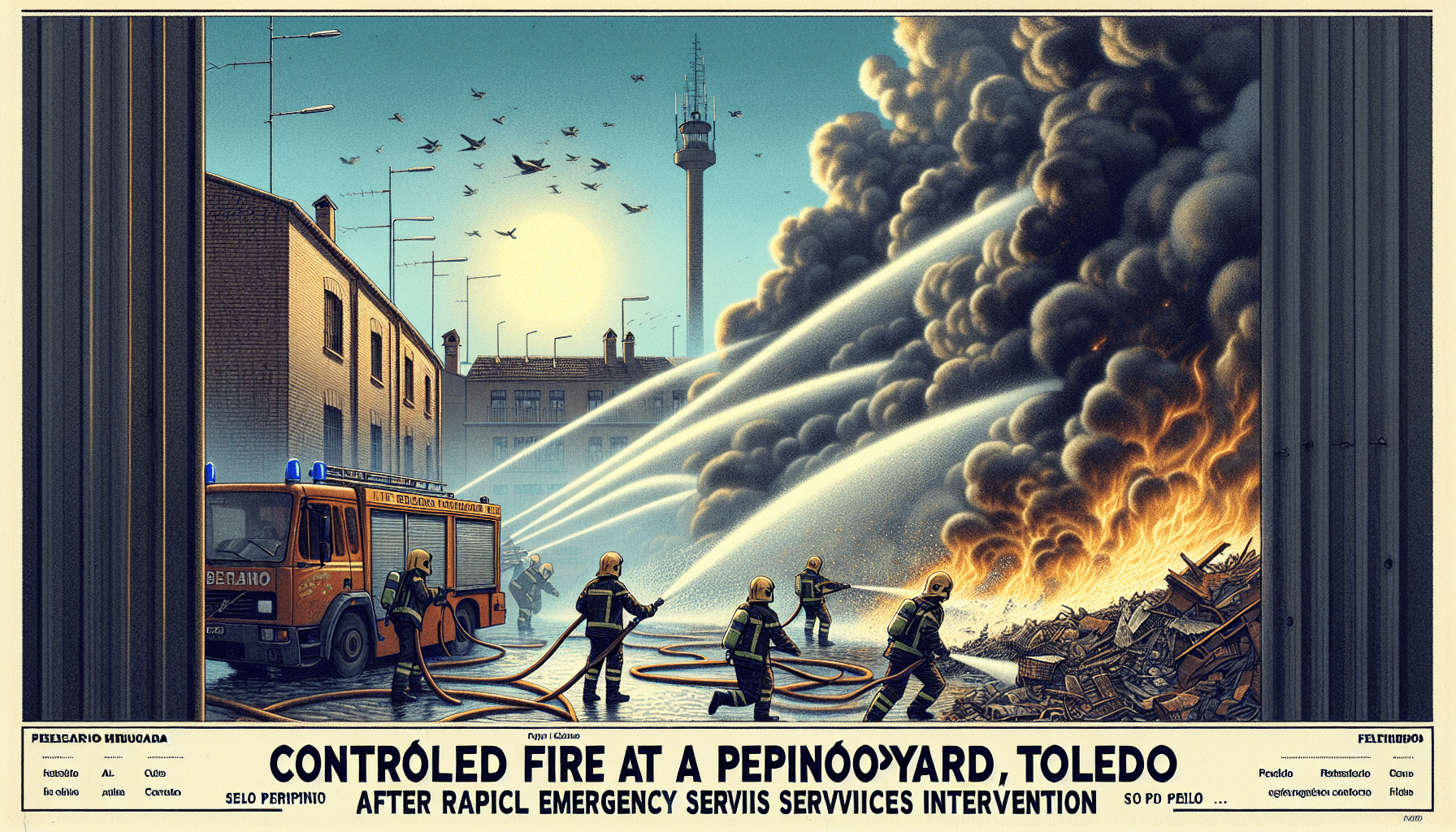 Incendio en una chatarrería de Pepino (Toledo) controlado gracias a la pronta actuación de los servicios de emergencia.