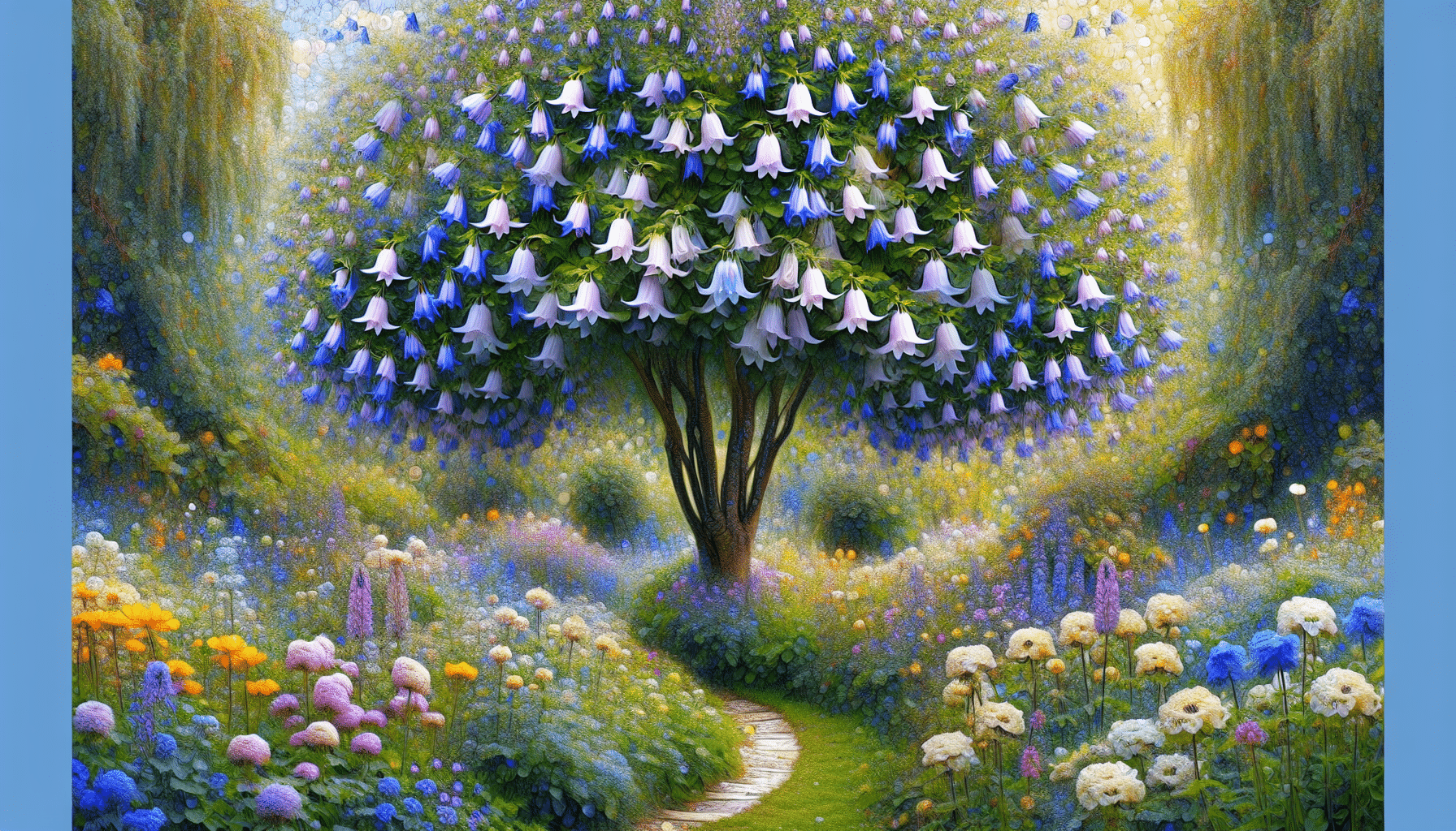 El Árbol de Crecimiento Acelerado que Transforma el Jardín en un Mar de Campanillas