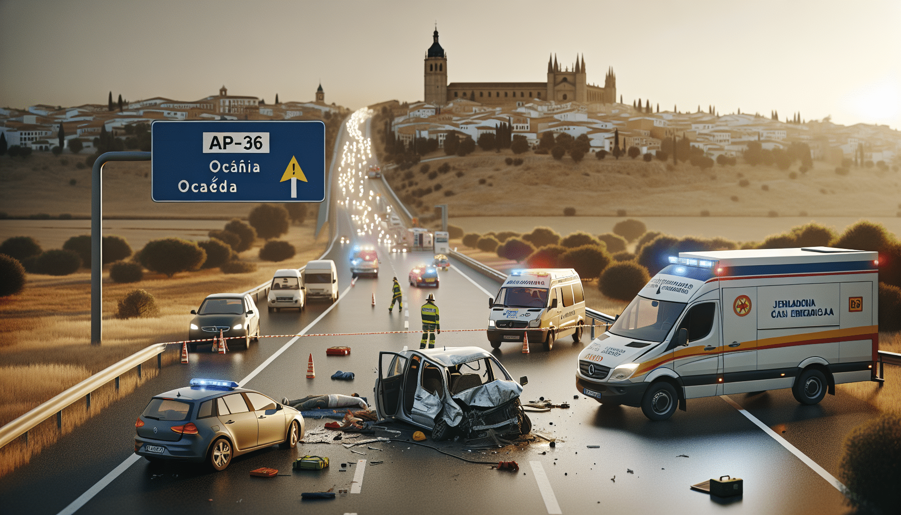 Fallecido y un herido en un accidente de tráfico tras salirse de la vía en la AP-36 a la altura de Ocaña, Toledo.