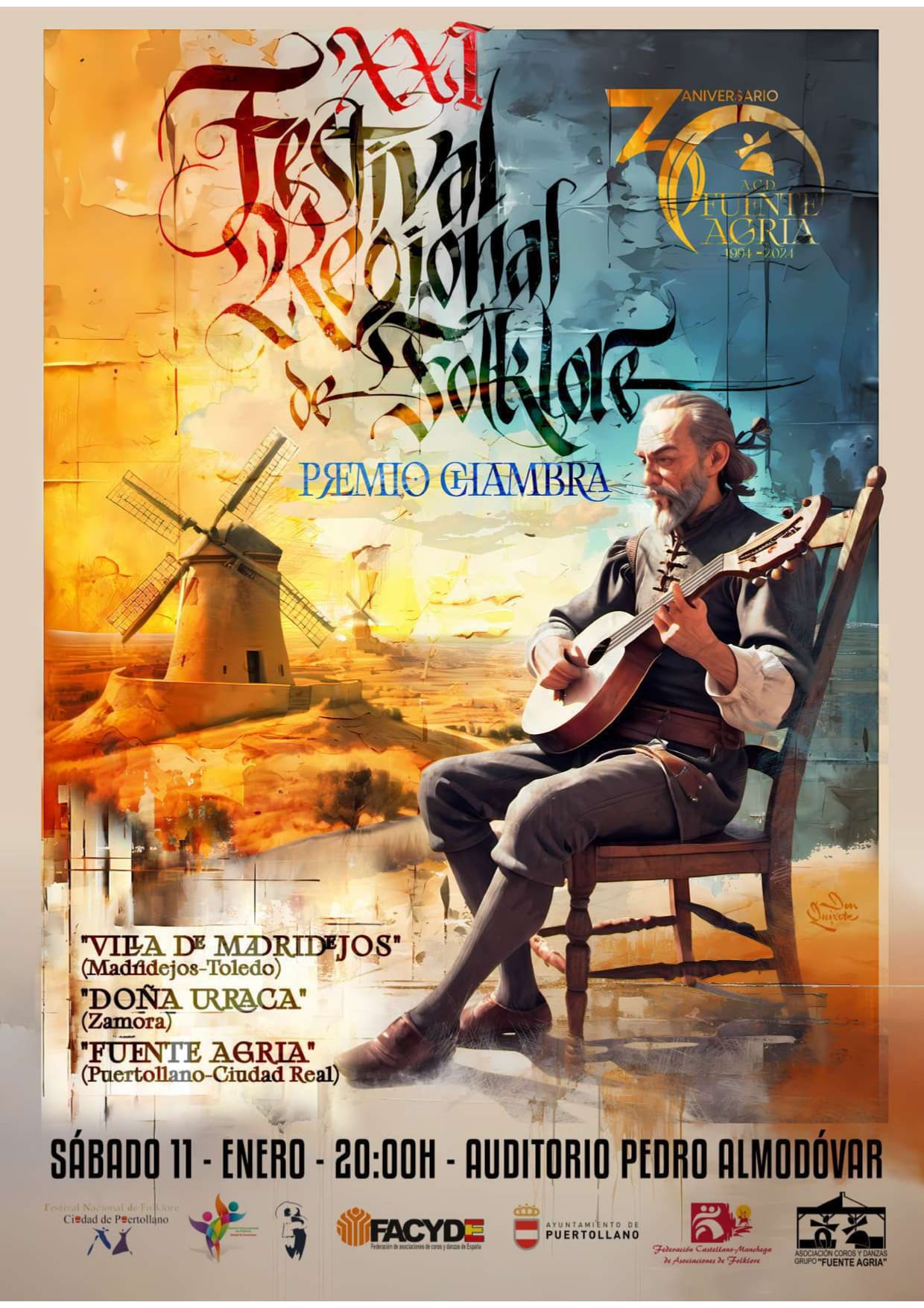 Jesús Rivilla galardonado con el Premio Chambra en la 21ª edición del Festival Regional que rinde homenaje a las tradiciones de La Mancha y Zamora.