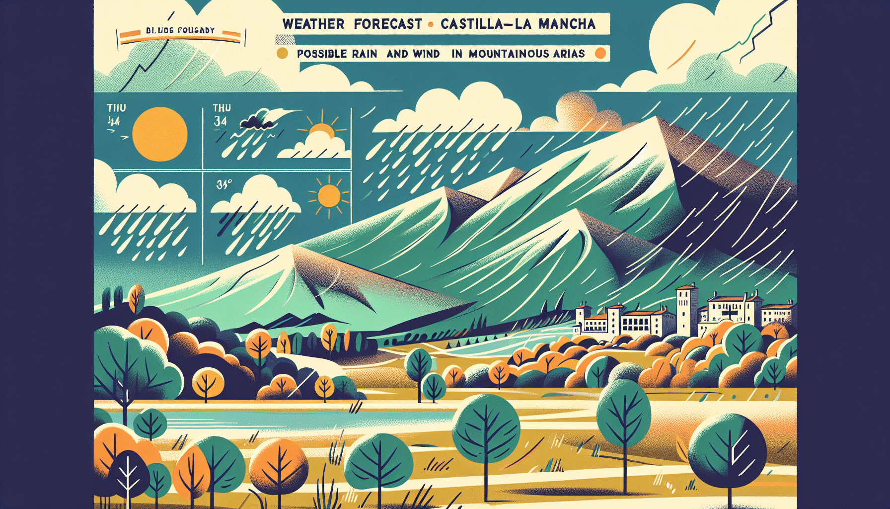 Pronóstico del Tiempo para Este Jueves en Castilla-La Mancha: Posibles Lluvias y Viento en Regiones Montañosas.