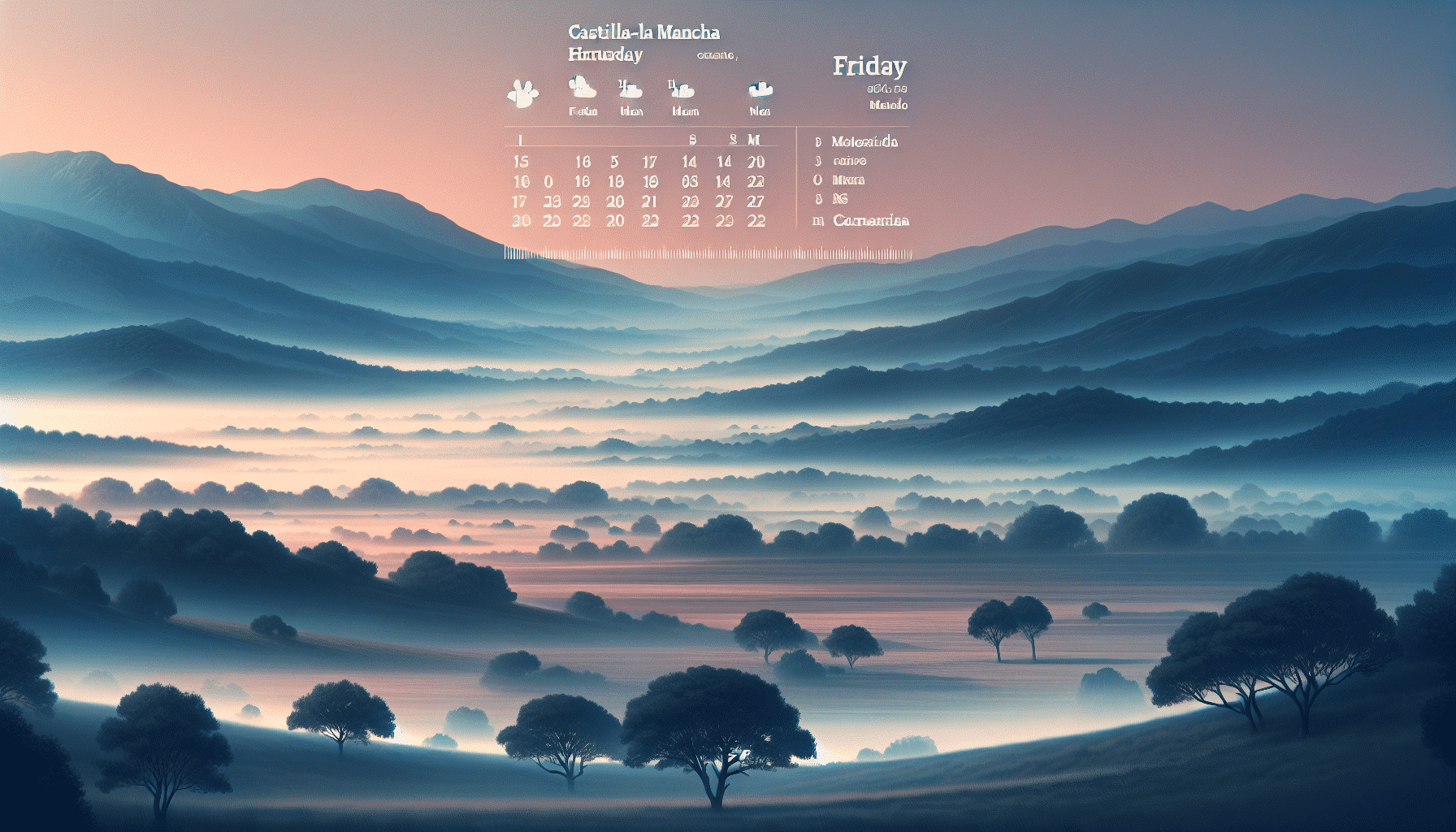 Pronóstico del tiempo para este viernes en Castilla-La Mancha: nieblas amplias por la mañana en la Alcarria.