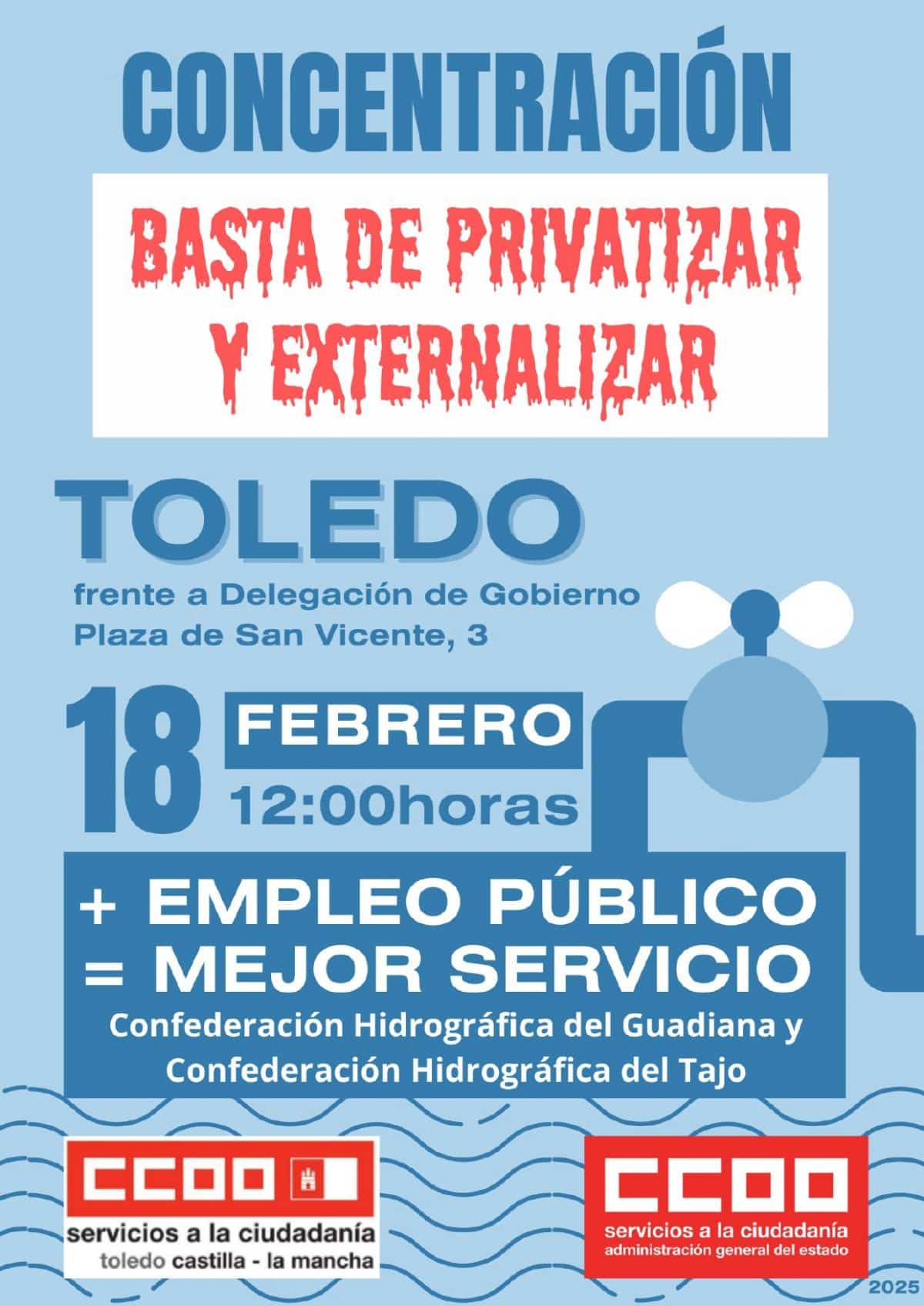 CCOO Convoca una Concentración en Toledo para Exigir una Oferta Extraordinaria de Empleo Público en el Sector del Agua
