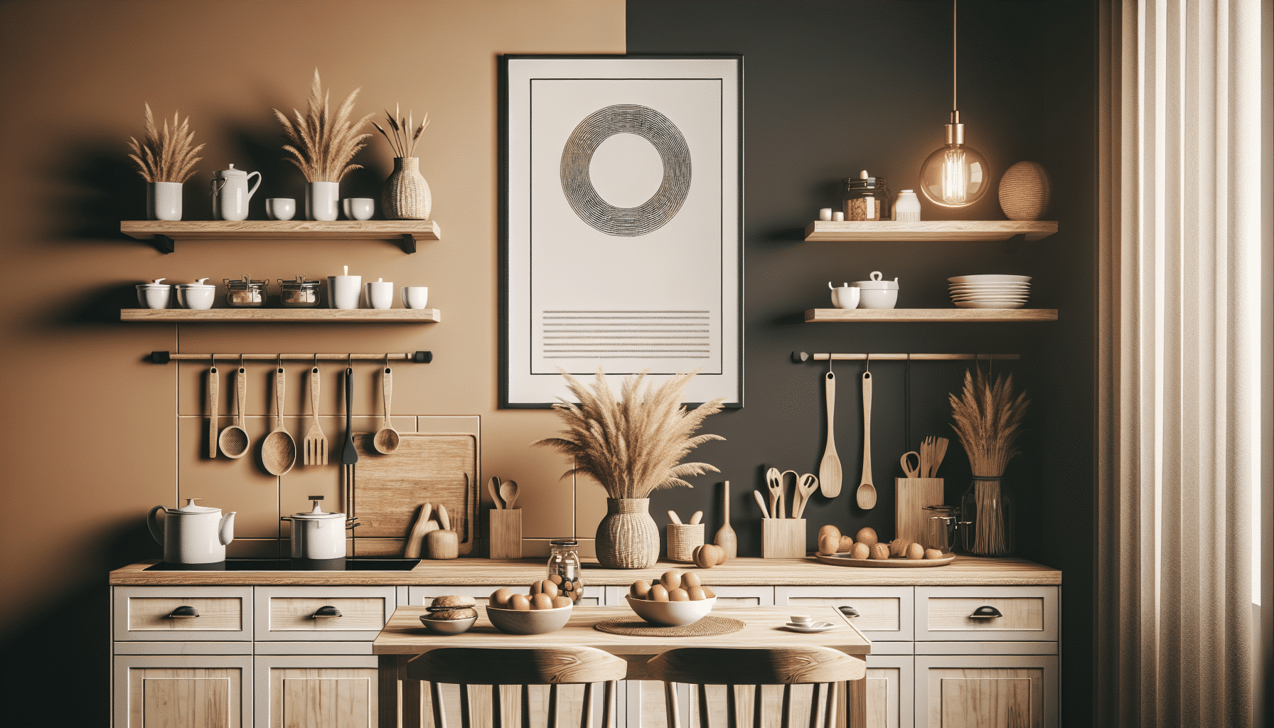 Elegancia Contrastada: Fusión de Calidez y Minimalismo en la Cocina