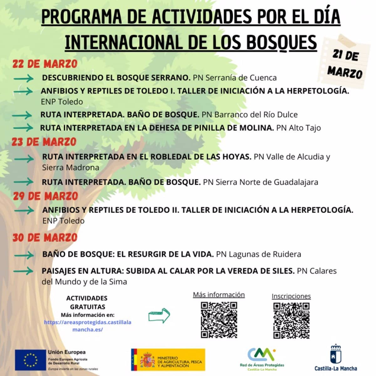 C-LM Conmemora el Día de los Bosques con Actividades Durante los Fines de Semana de la Segunda Quincena de Marzo