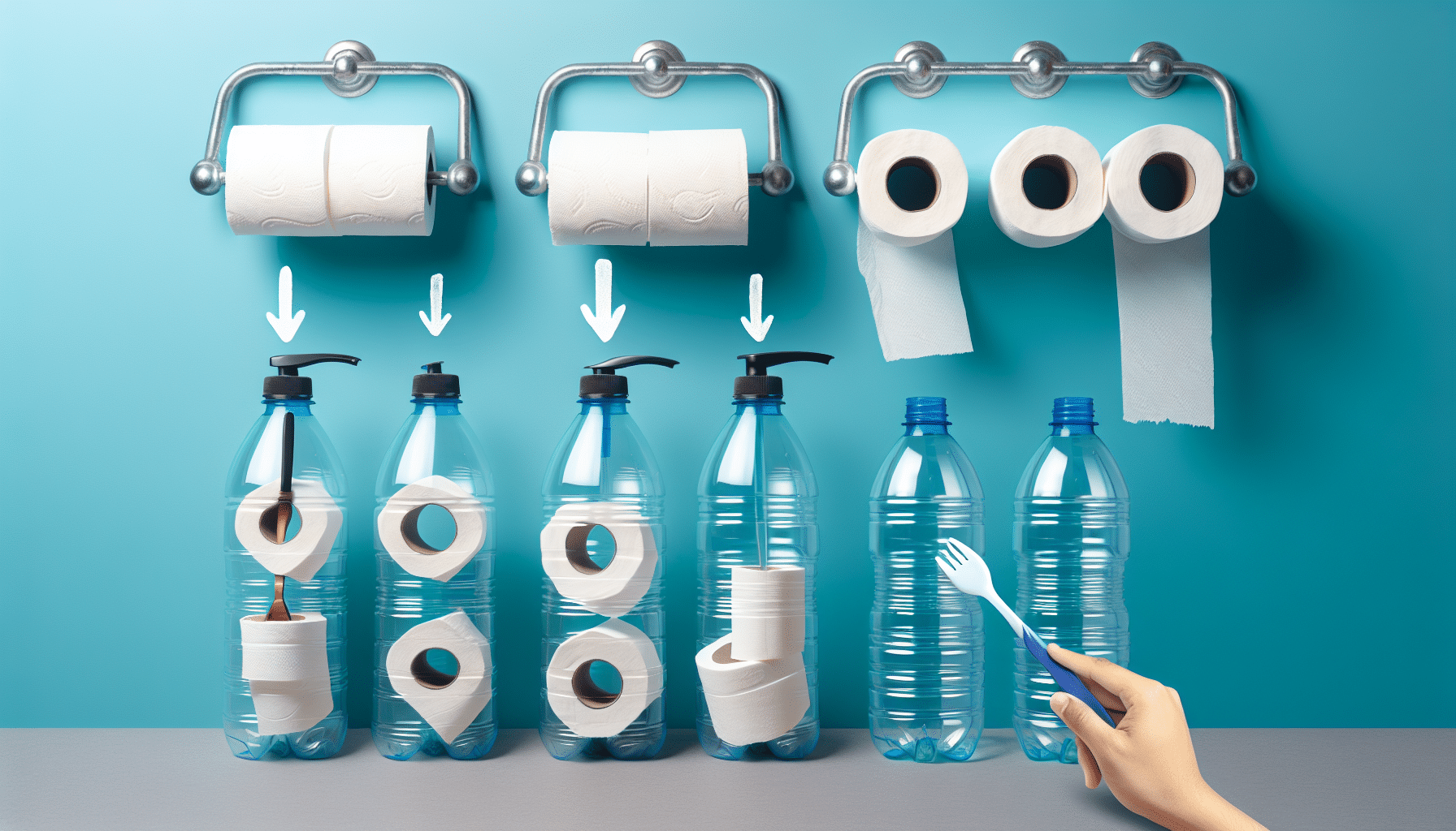 Crea un Organizador de Baño con Garrafas de Agua Recicladas para Almacenar Papel Higiénico
