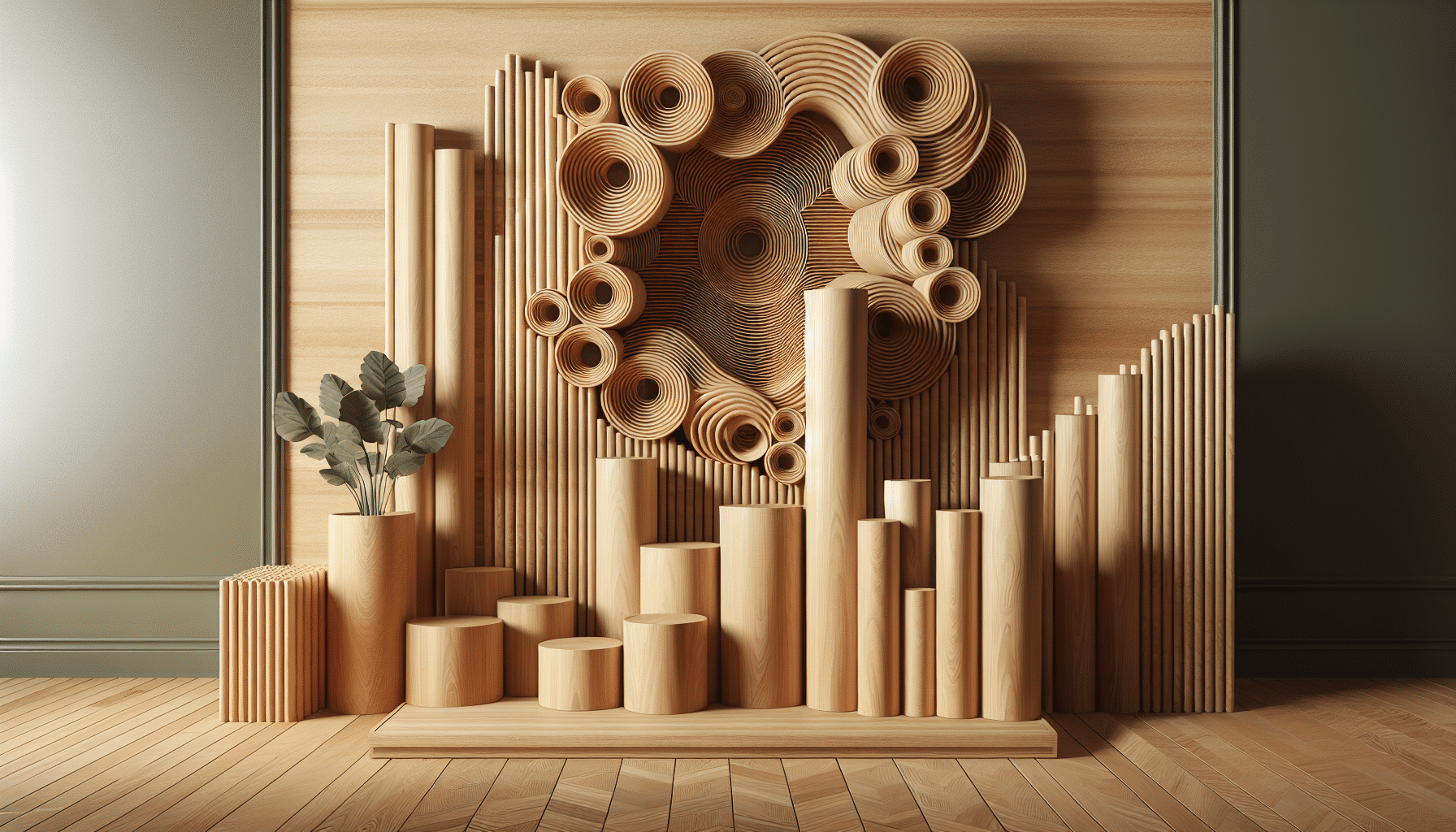 Rodillos Sofisticados: Estilo en Roble Cálido con Ruedas Ocultas