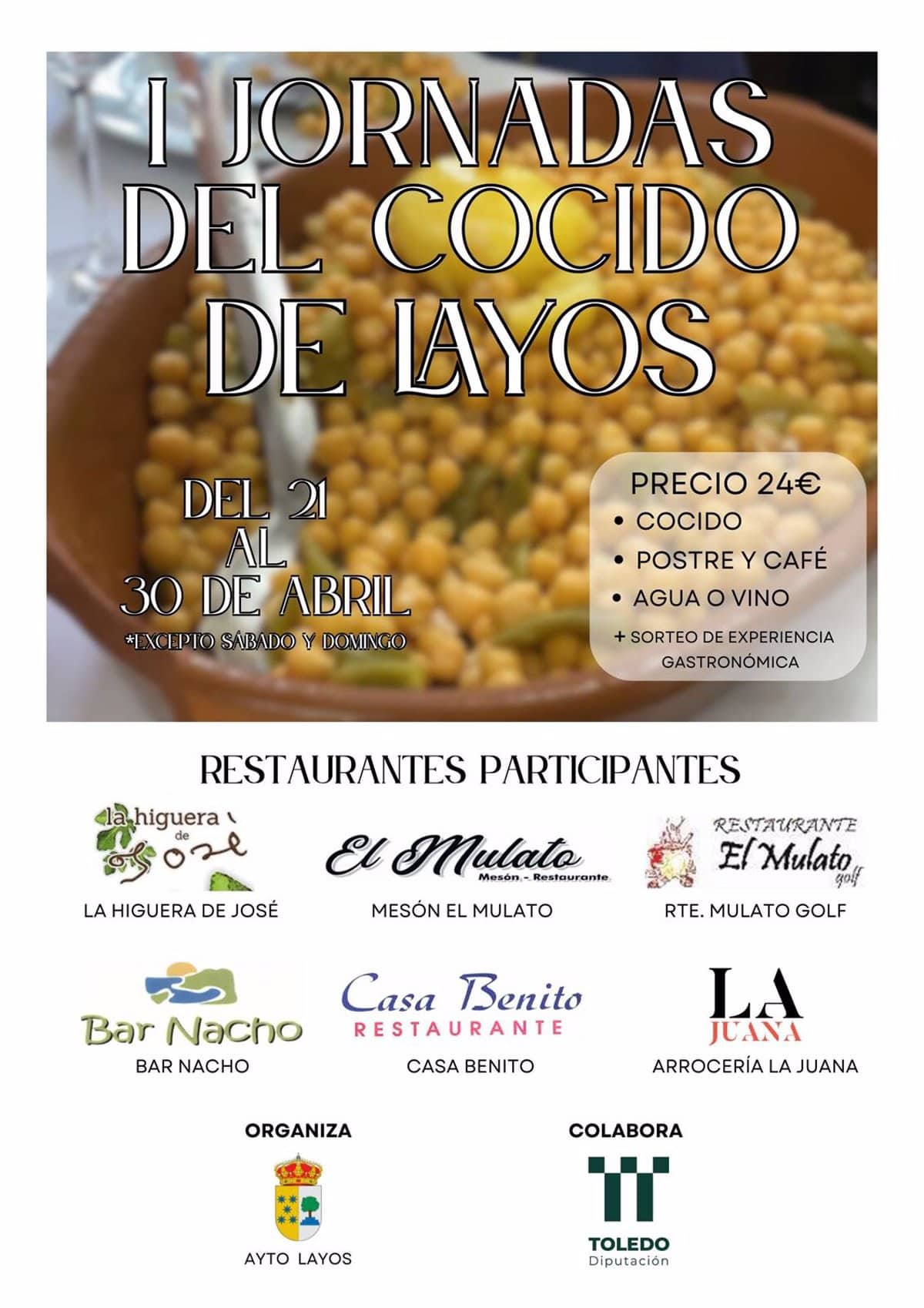 El Ayuntamiento de Layos lanza sus Primeras Jornadas del Cocido para promover la gastronomía y el turismo.