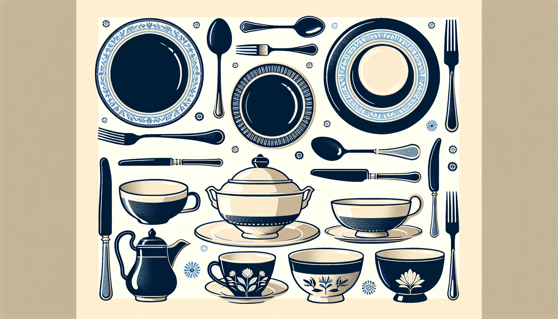 Vajilla Alcampo: Sofisticación en Azul Marino y Crema