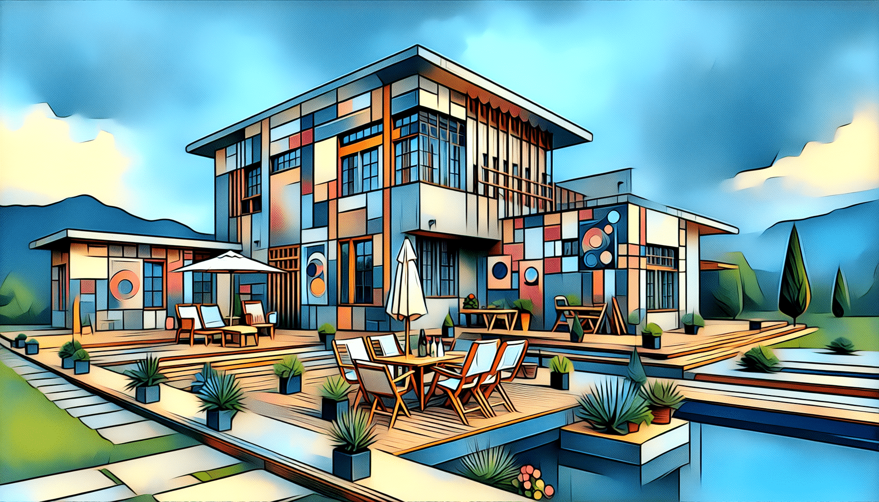 Conjunto Exterior Plegable Bauhaus: Estilo y Funcionalidad Compacta