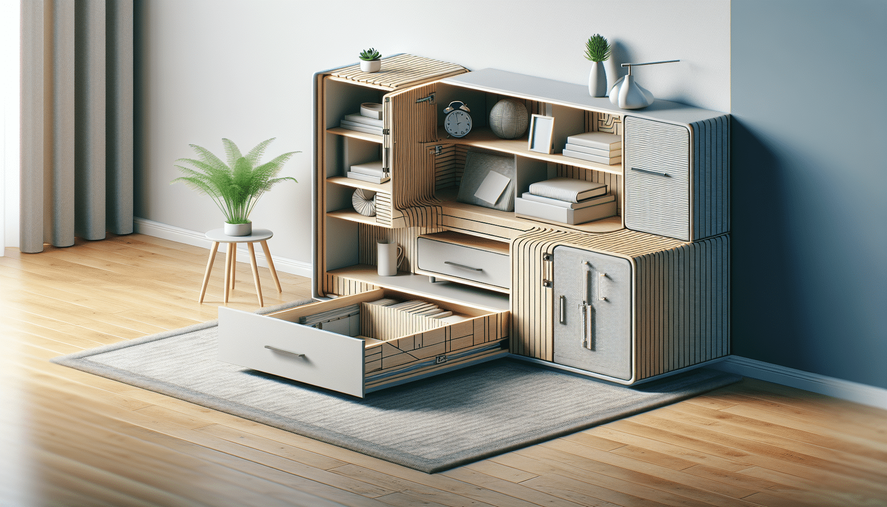 Sofisticado Mueble Moderno con Compartimento Secreto de Almacenamiento