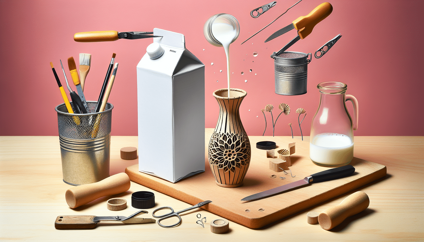 Convierte un Cartón de Leche en un Elegante Jarrón con Este Truco Viral