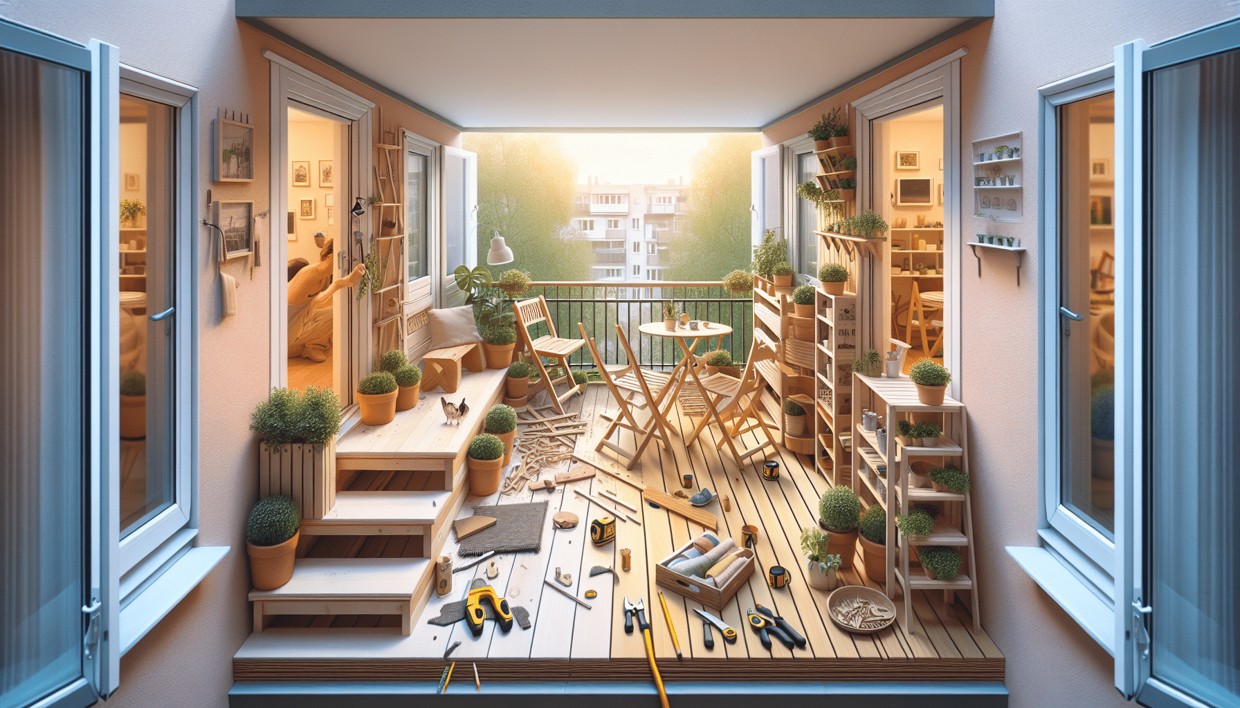 Renueva tu Balcón: Suelo Autoinstalable de Ikea y Muebles DIY para un Espacio Único